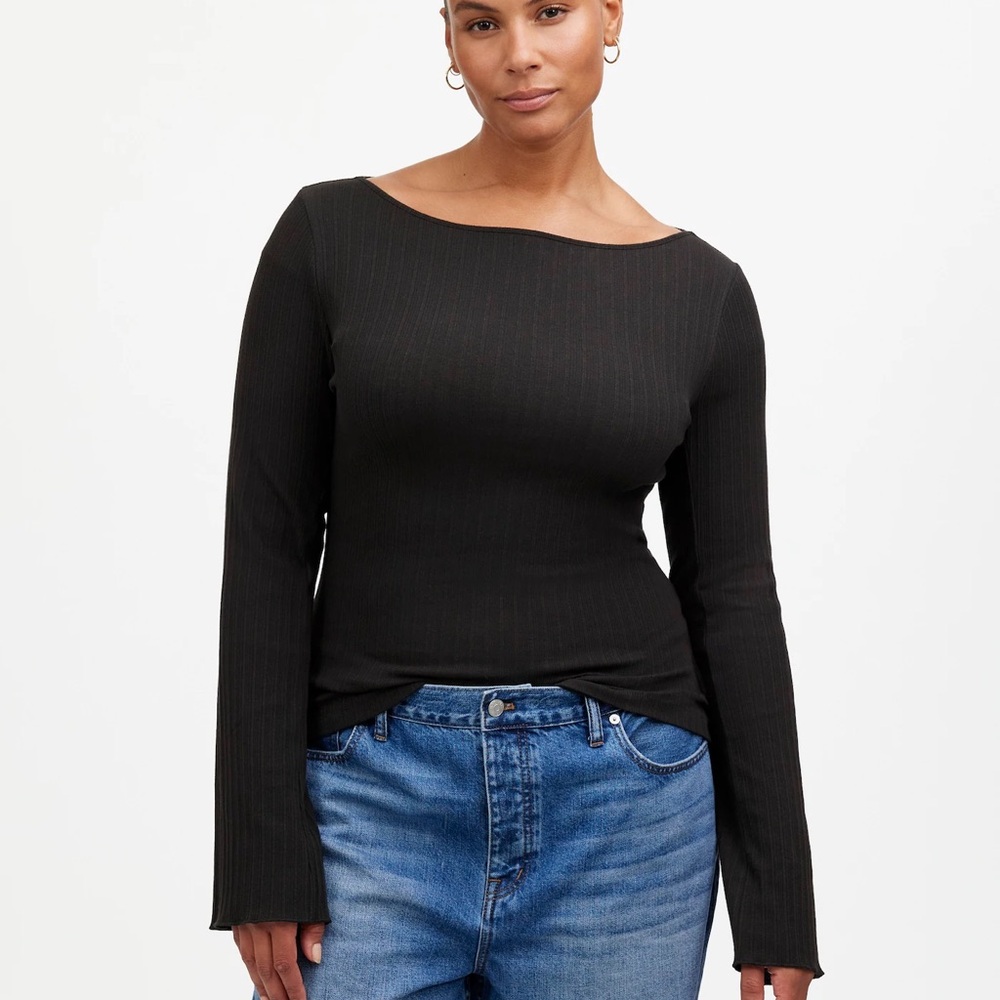 NWT Madewell Ribbed Long-Sleeve Boatneck Top